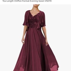 Burgundy Maxi Gown with Sweetheart Neckline and Slit BRAND NEW WITH TAGS NWT